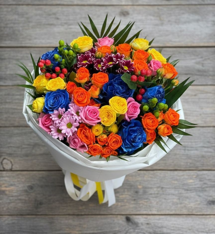 Букет цветов из: Розы и Хризантемы в Дергаево