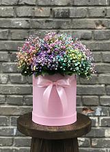 Цветочная композиция из Гипсофила и Розы в шляпной коробке #REPLACE_PRED# Дергаево