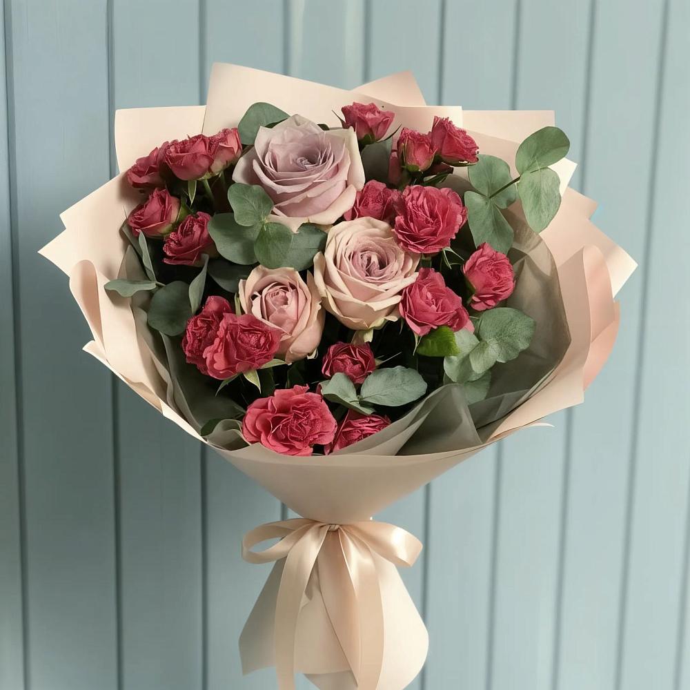 Букет цветов из: Гвоздики и Розы в Дергаево