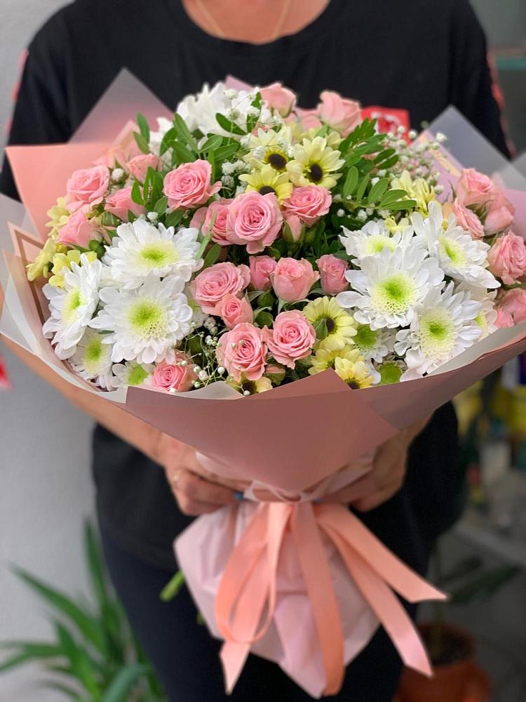 Букет цветов из: Розы и Хризантемы в Дергаево