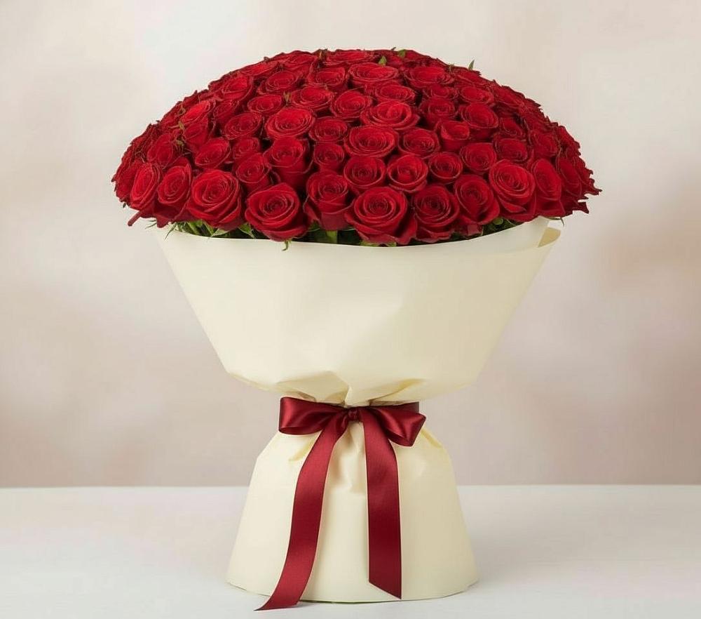 Букет 101 Красная роза Милано в Дергаево