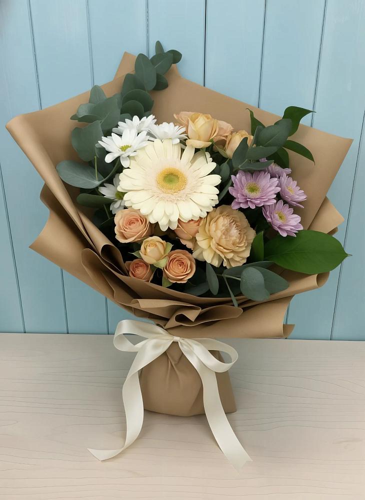 Букет цветов из: Герберы и Хризантемы в Дергаево