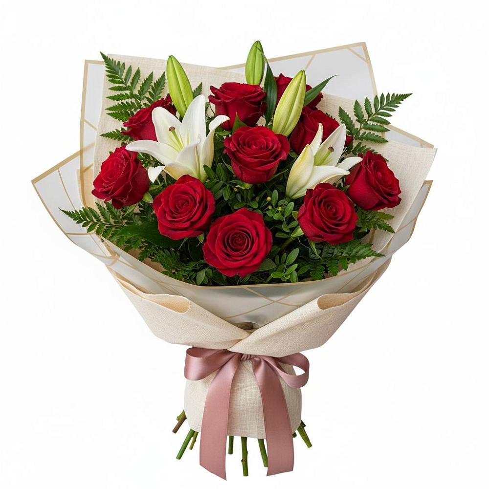 Букет цветов из: Лилии и Розы в Дергаево