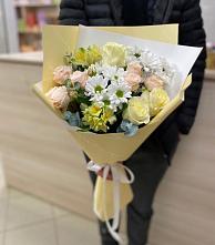 Букет цветов из:  Альстромерии, Розы и Хризантемы в Дергаево
