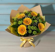 Букет цветов из:  Герберы и Хризантемы в Дергаево
