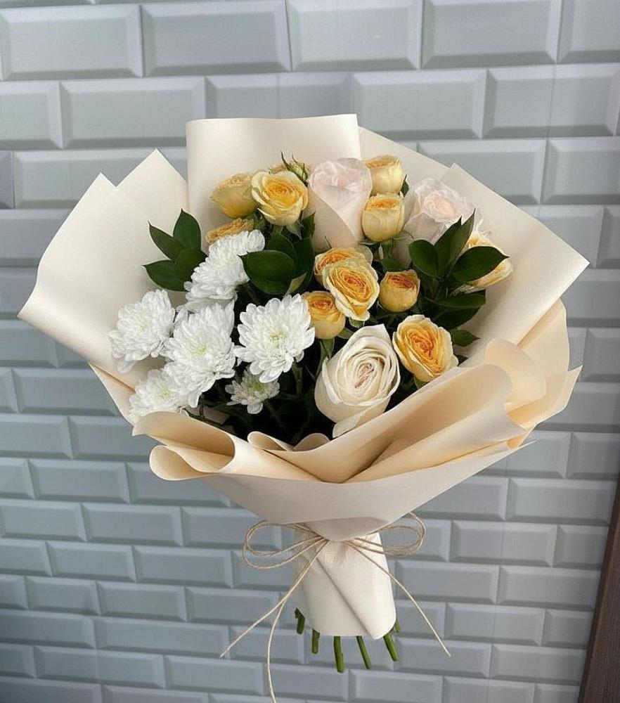 Букет цветов из: Розы и Хризантемы в Дергаево