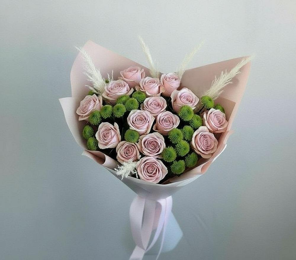 Букет цветов из: Розы и Хризантемы в Дергаево