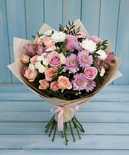 Букет цветов из:  Хризантемы, Розы и Альстромерии #REPLACE_PRED# Дергаево