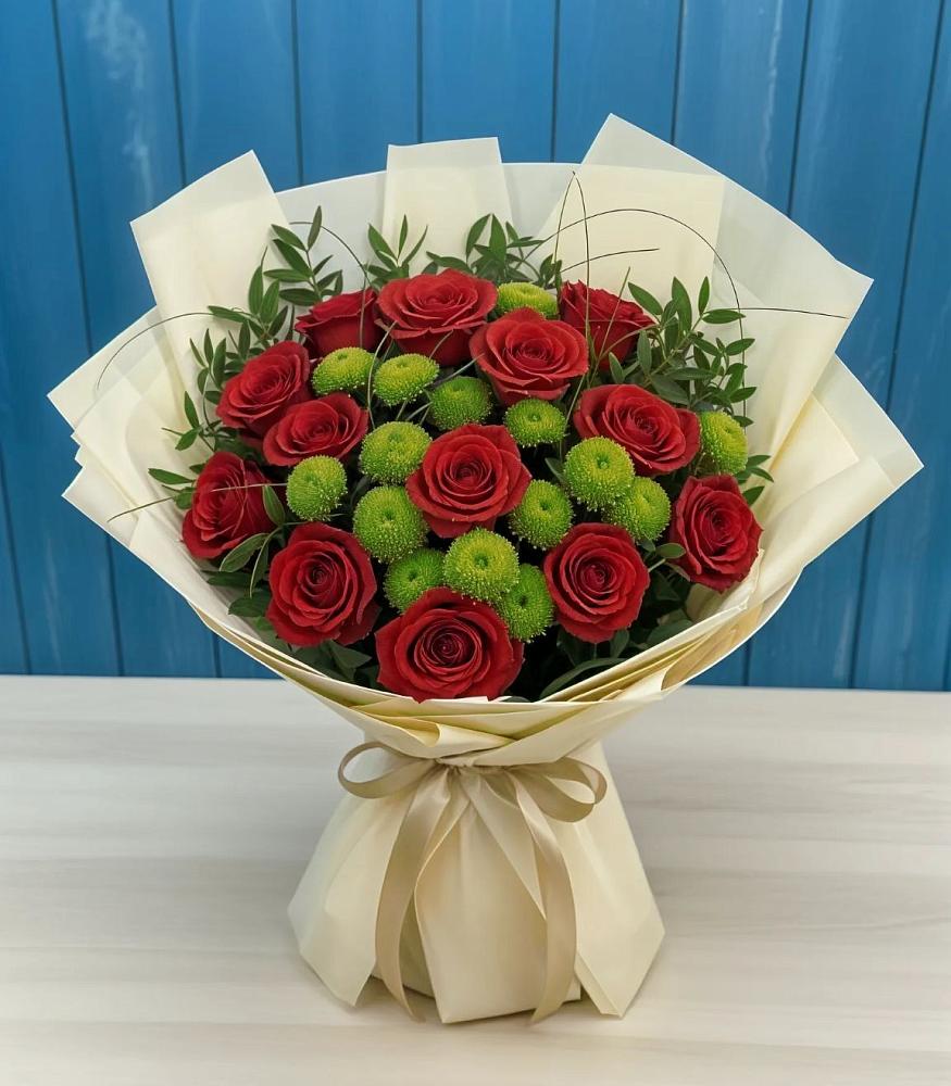 Букет цветов из: Розы и Хризантемы в Дергаево